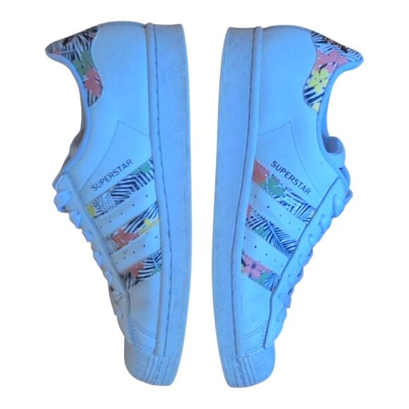 Adidas Superstar J Festival Pack White Multi Floral Leather Shell Toe Sz 7 Women - Picture 12 of 16